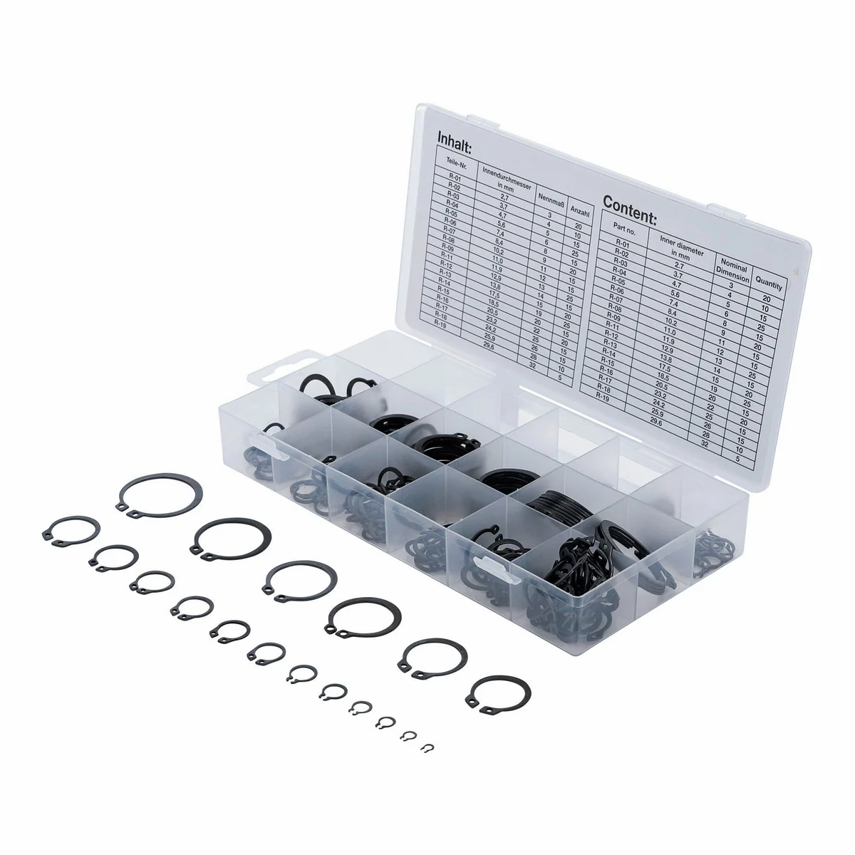 BGS Außen-Seegerring-Sortiment, 300-teilig, Ø 3 - 32 mm — vielseitig, robust, präzise