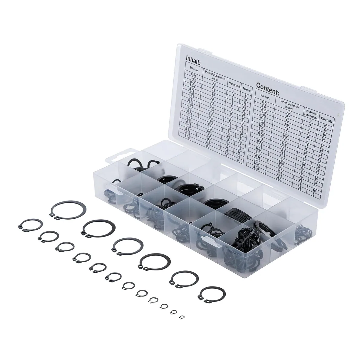 BGS Außen-Seegerring-Sortiment, 300-teilig, Ø 3 - 32 mm — vielseitig, robust, präzise 2