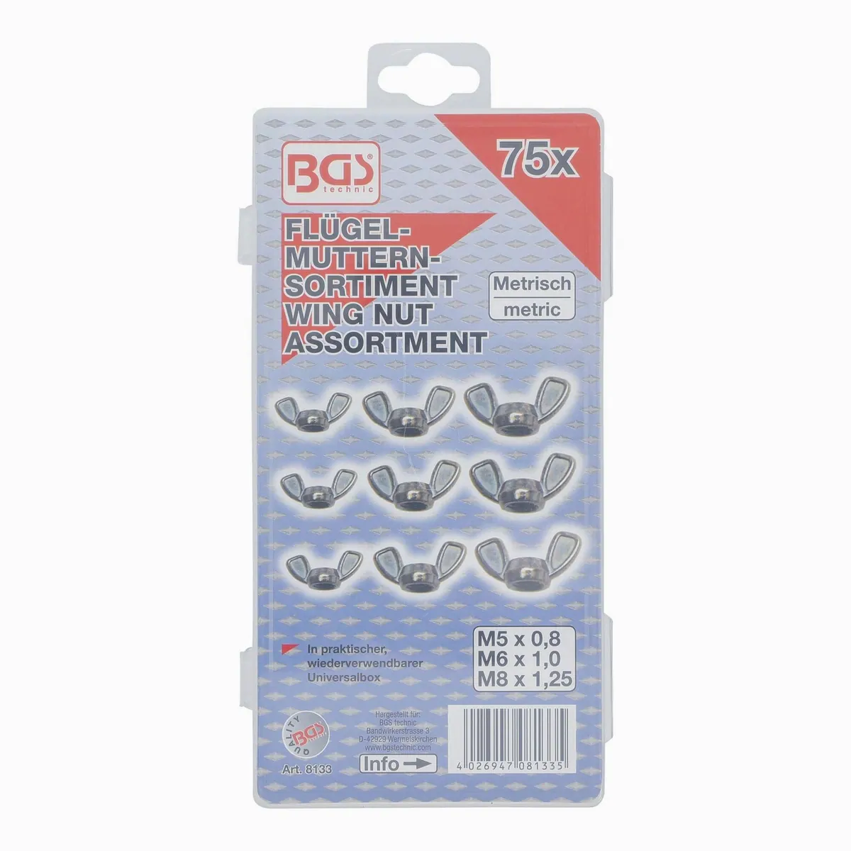 BGS Flügelmuttern-Sortiment 8133, vielseitige Auswahl, 75-teilig 2