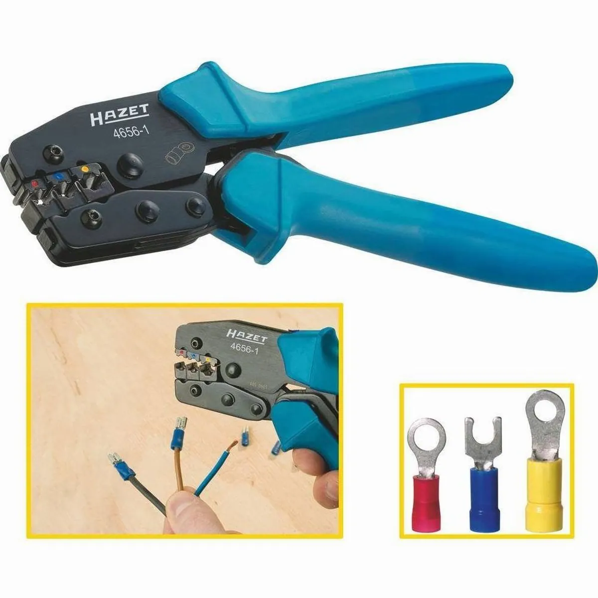 Hazet Crimpzange 4656-1, präziser Isolationscrimp, ergonomische Soft-Handgriffe