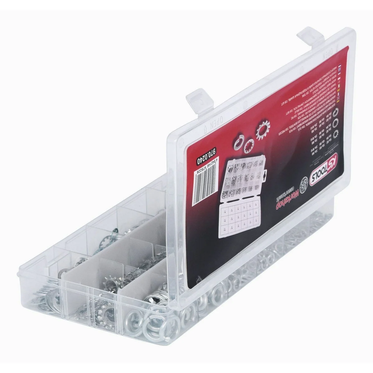 KS Tools Sortiment Zahn-Unterlegscheiben, M3-10, 720-teilig — vielfältige Gewindegrößen, praktische Kunststoffkassette, optimierte Anwendungsvielfalt 3