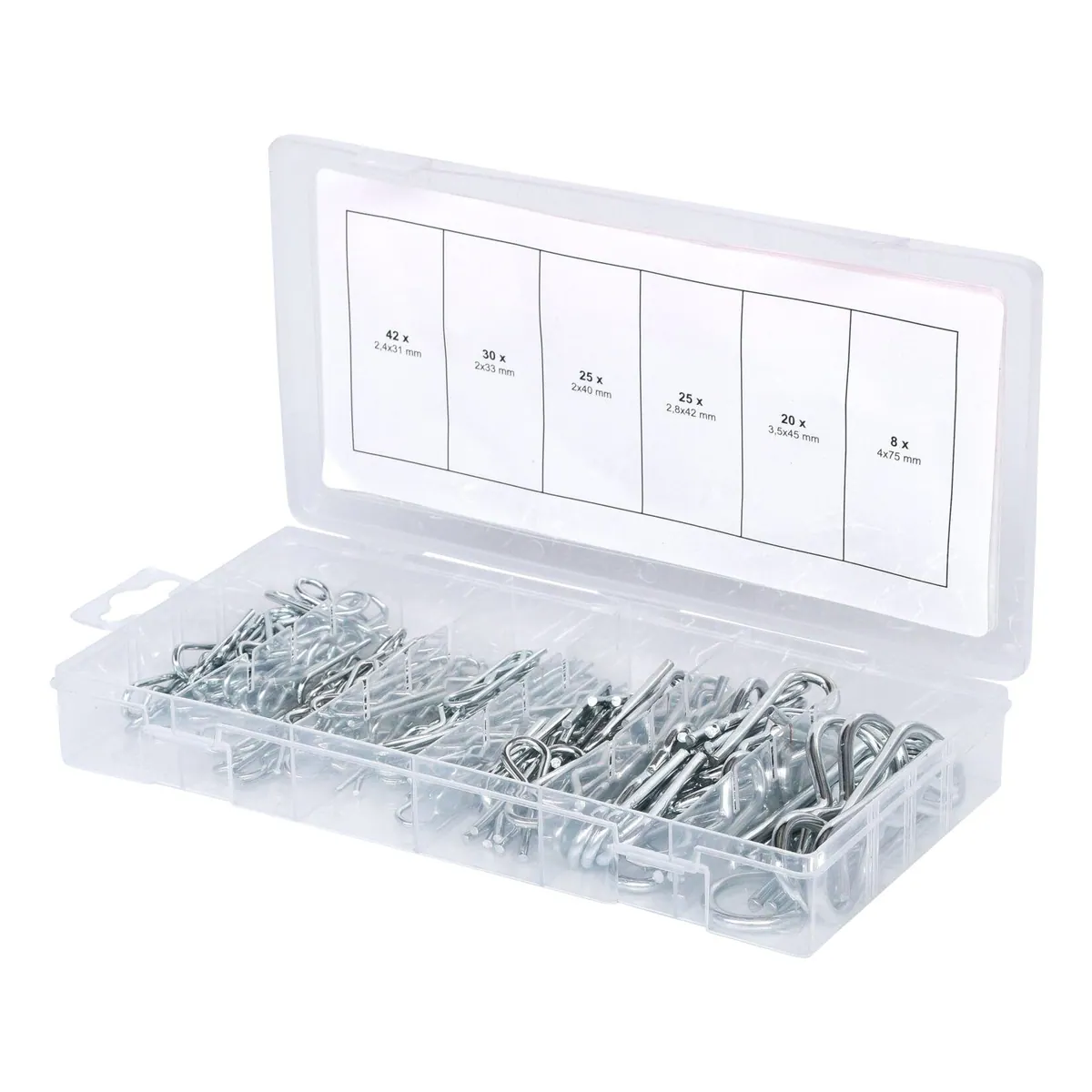 KS Tools Sortiment Federsplinte, präzise Dimensionen 1,8 x 33 - 3,9 x 75, 150-teilig