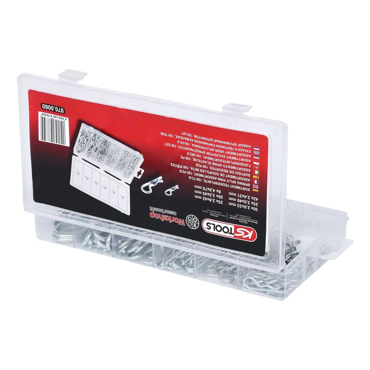 KS Tools Sortiment Federsplinte, präzise Dimensionen 1,8 x 33 - 3,9 x 75, 150-teilig 3