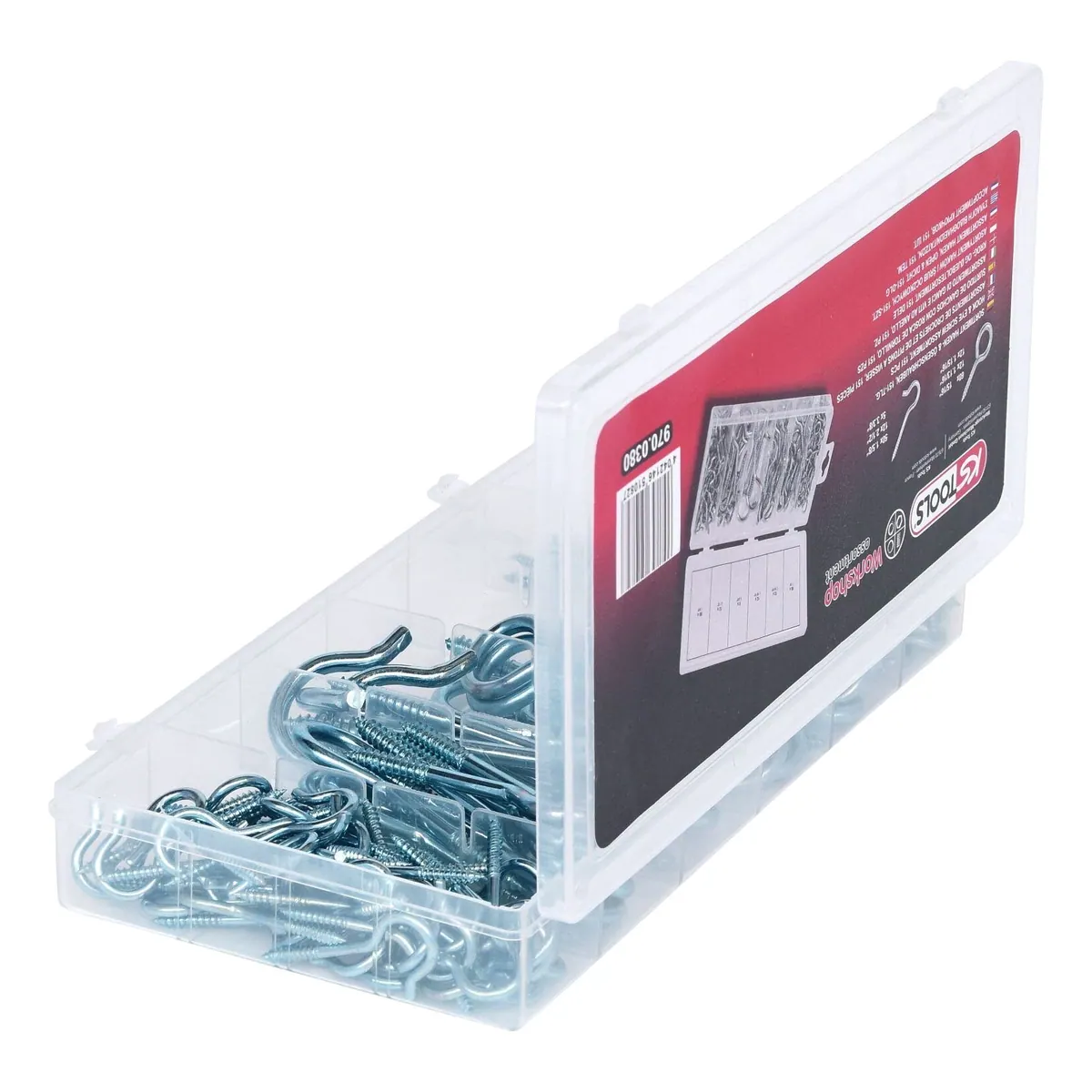 KS Tools Sortiment Haken- und Ösenschrauben, 151-teilig, inklusive Kunststoffkassette 4