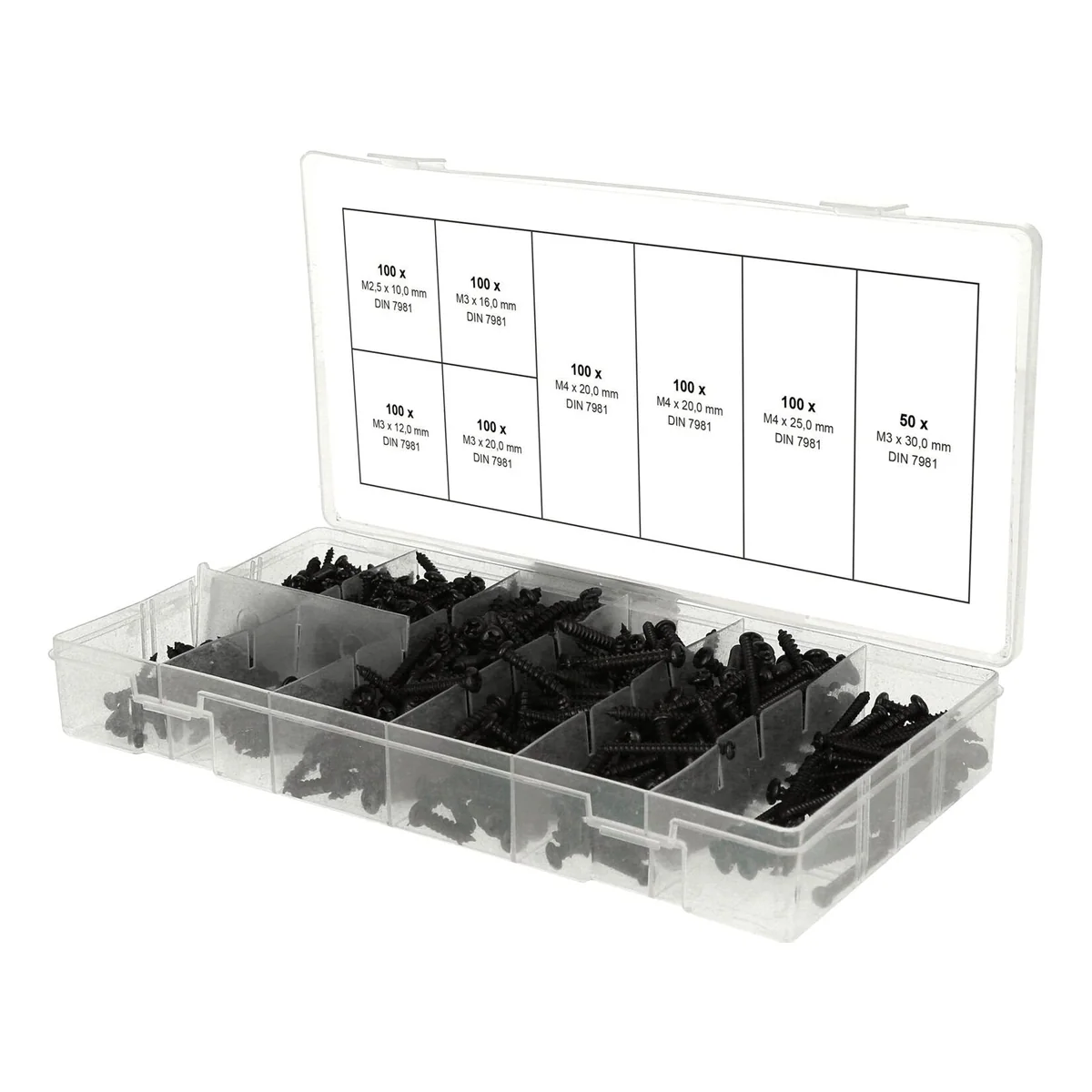 KS Tools Linsenkopf-Blechschrauben M2,5-M3, 750-teilig, vielseitiges Sortiment