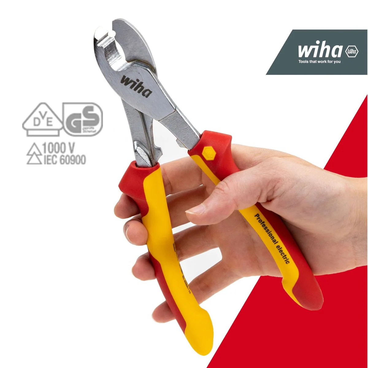 Wiha Seitenschneider, Ergonomischer Griff, VDE- und GS-geprüft — 1.000 V AC zugelassen
